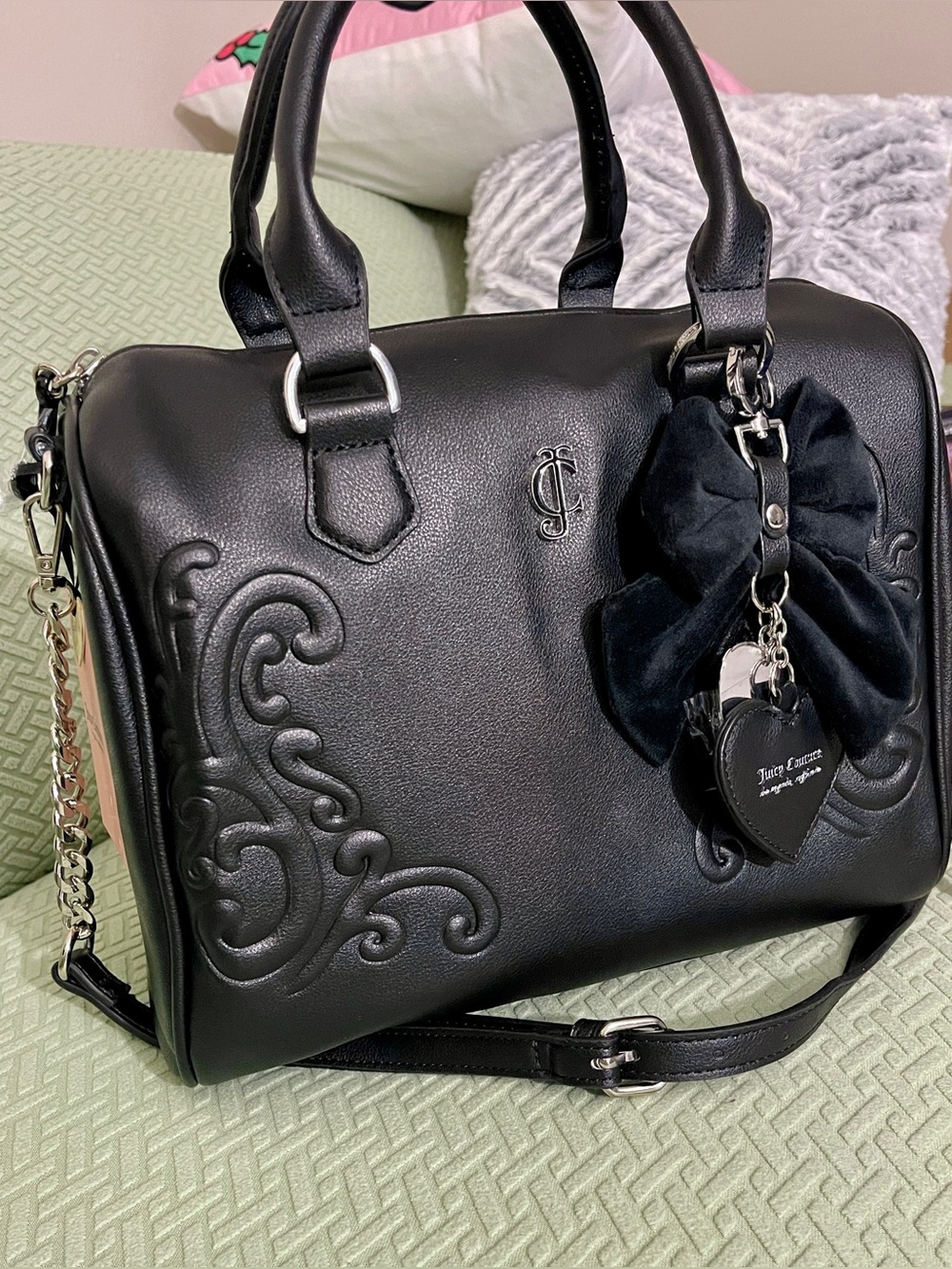 Juicy Couture Black Bow Satchel Bag Y2K Crossbody NWT